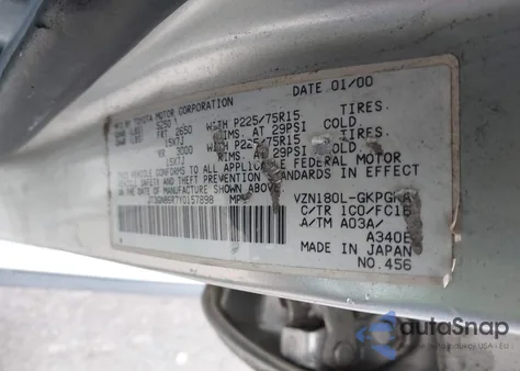 2000 Toyota 4Runner Sr5 V6 из США, поврежденный, VIN JT3GN86R7Y0157898